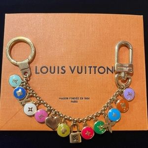 🌸 Louis Vuitton Multicolor Candy Pastilles Rainbow Bag Charm Bracelet Gold